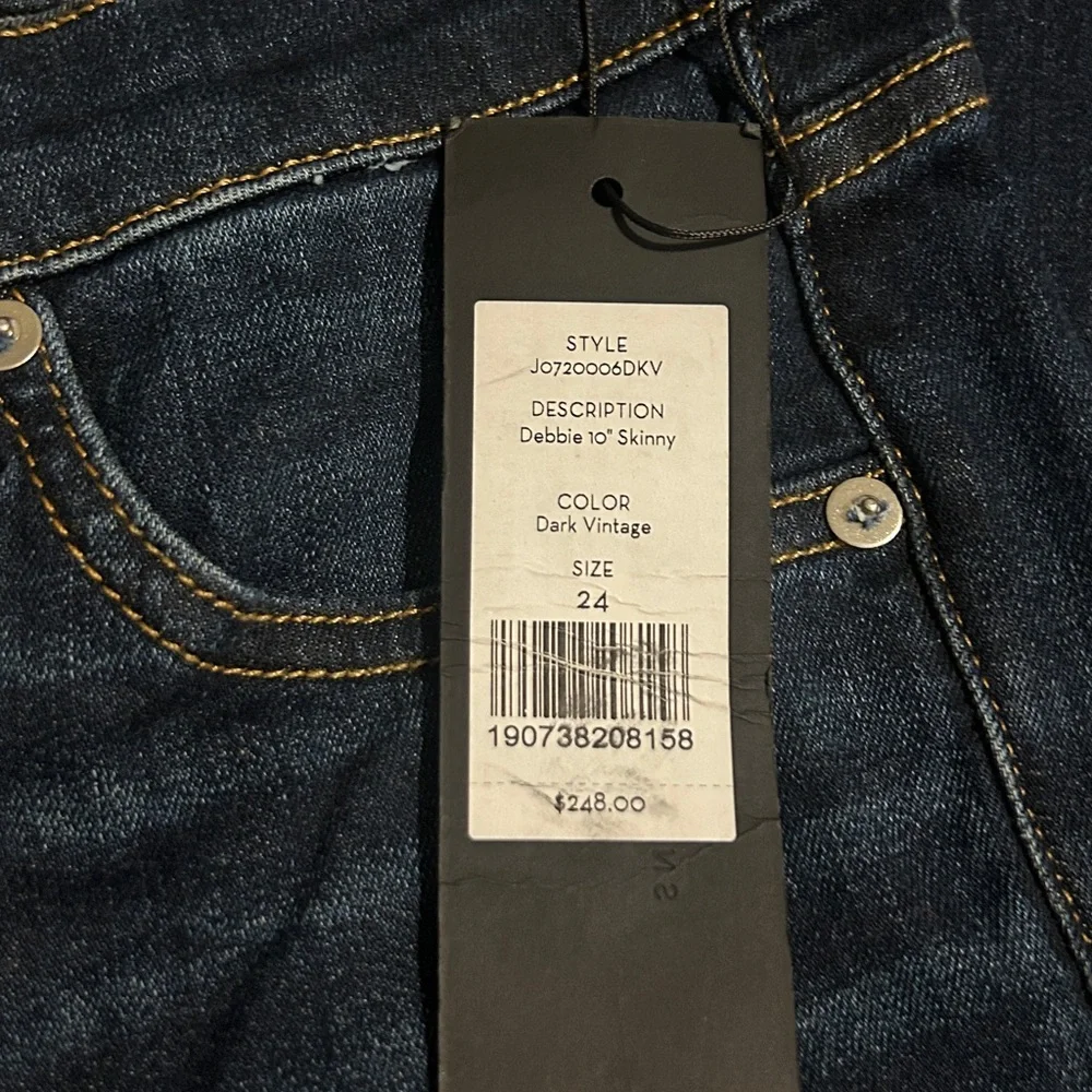Veronica Beard Debbie 10” High Rise Button Fly Skinny Jeans dark vtg Sz 24 NWT